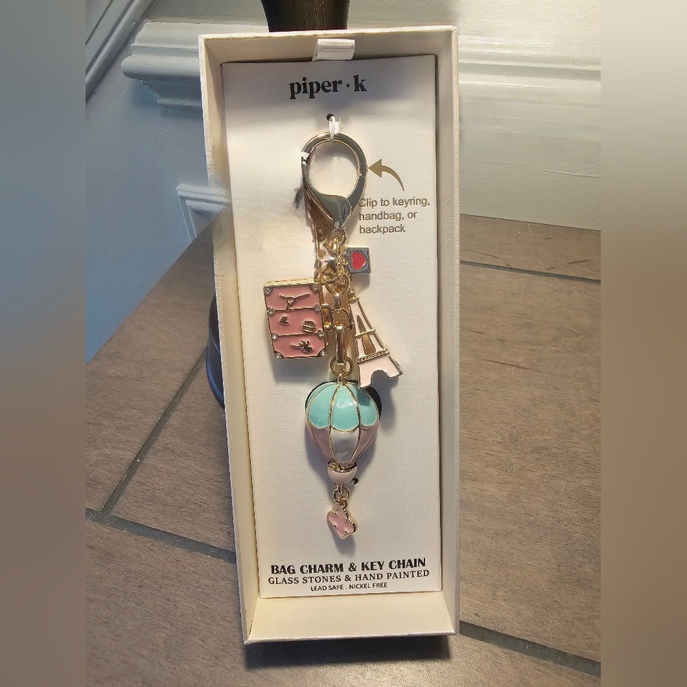 Piper K Pink, Gold and Blue Accent Keychain